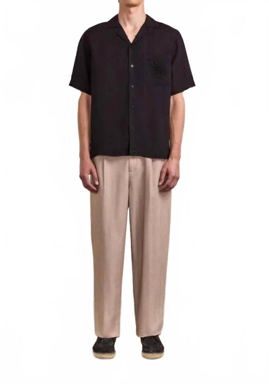 NEW FRESCOBAL CARIOCA men's alves linen shirt in black